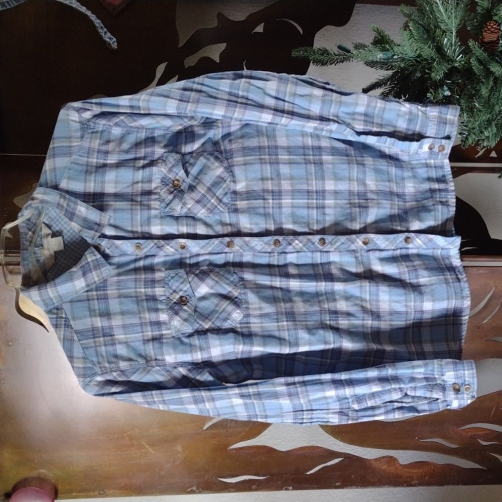 EUC Gander Mountain Blue Plaid Shirt Sz L Women's